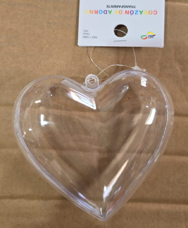 CORAZON ADORNO TRANSPARENTE 10cm