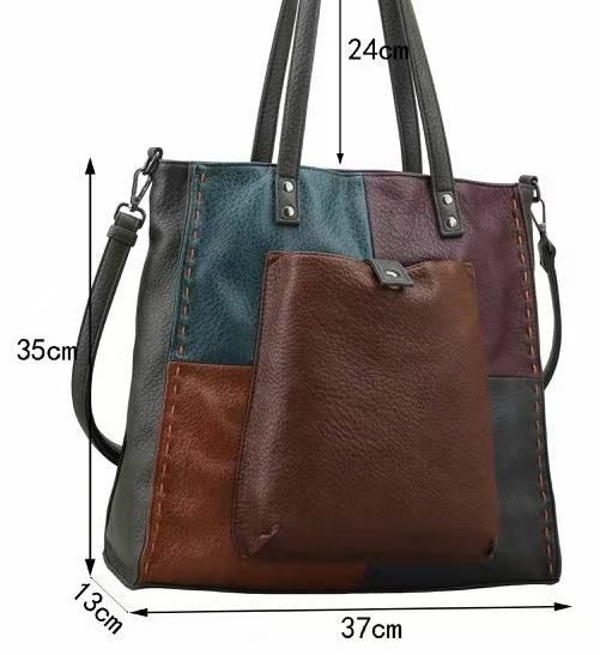 -BOLSO MATERIAL CUADRADO BICOLOR 37x35cm
