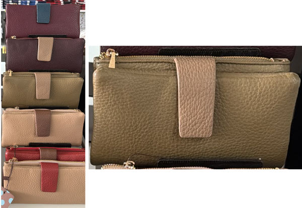 CARTERA SRA. ALARGADA SUAVE BICOLOR 18x10cm