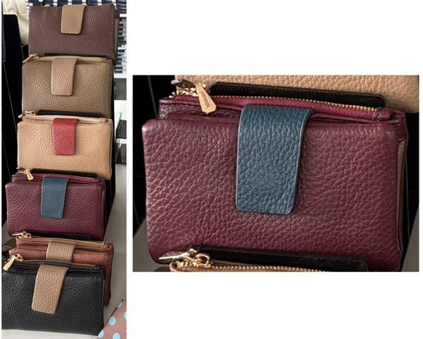 CARTERA SRA. CUADRADA SUAVE BICOLOR 15x10cm