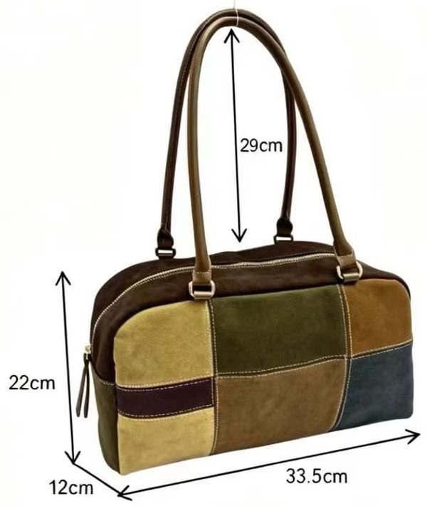 BOLSO ALARGADO MATERIAL TRICOLOR 34x22cm