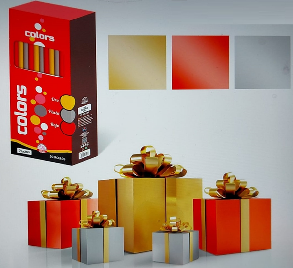 PAPEL DE REGALO LISO METALIZADO 70cmx1,5m (50)
