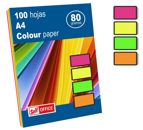 PAPEL DIN-A4 80gr 100h COLORES