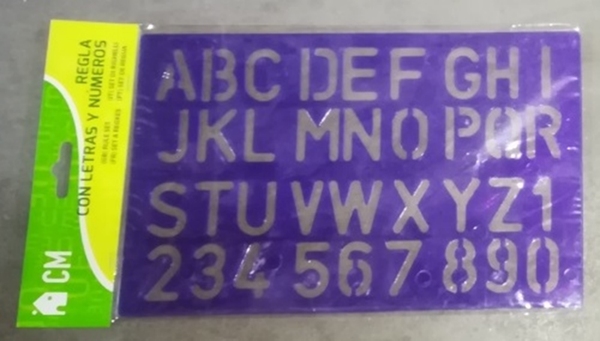 REGLA PLASTICO LETRAS/NUMEROS
