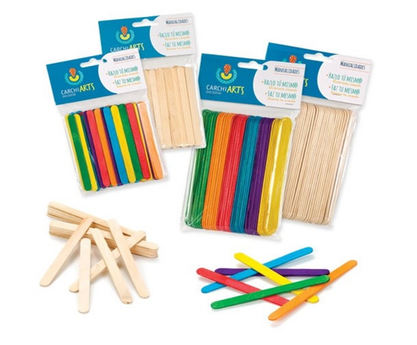 PALILLOS MADERA NATURAL/COLOR (12)