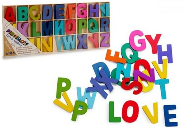 LETRAS MADERA COLORES SET 104pz