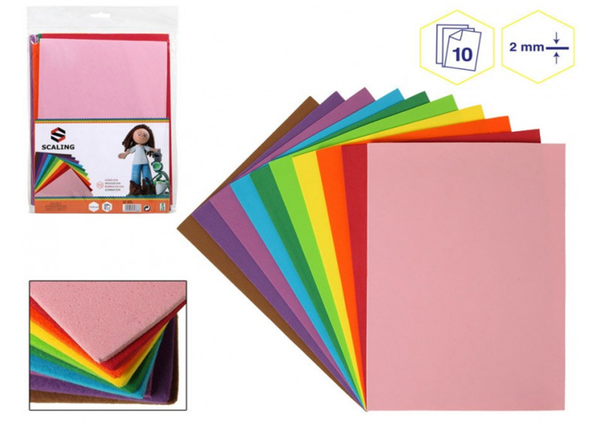 GOMA EVA TAMAÑO FOLIO 10COLORES