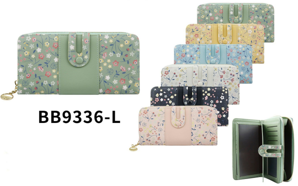 CARTERA SRA. ALARGADA FLORECITAS 19x11cm