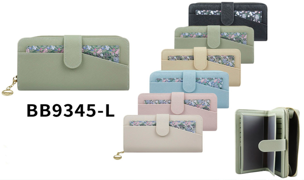 CARTERA SRA. ALARGADA LISA FLORES 19x10cm