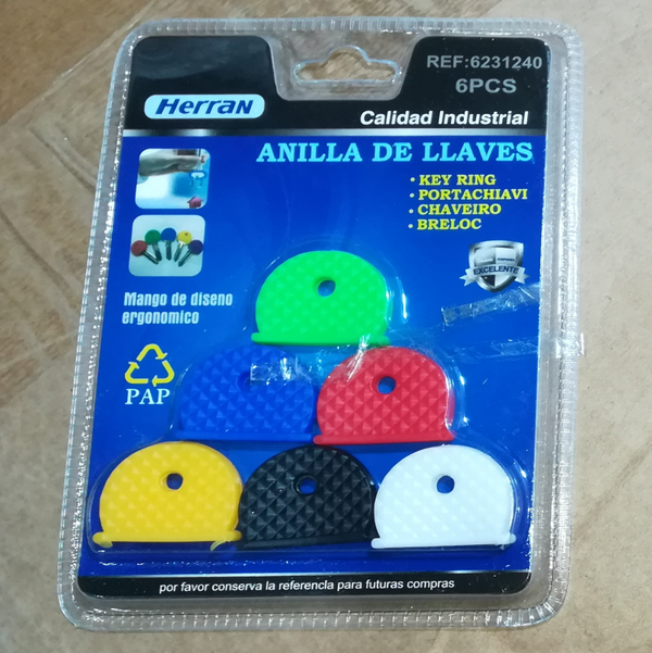 GOMAS COLORES IDENTIFICADOR LLAVES 6ud