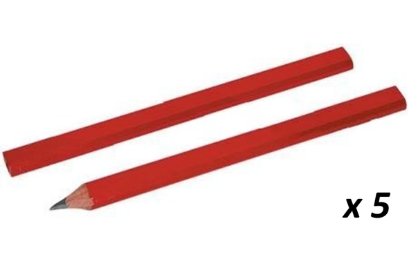 LAPIZ CARPINTERO ROJO 5ud BLISTER