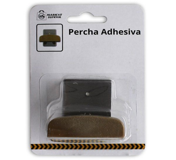 PERCHA ADHESIVA GRANDE MARRON (12)