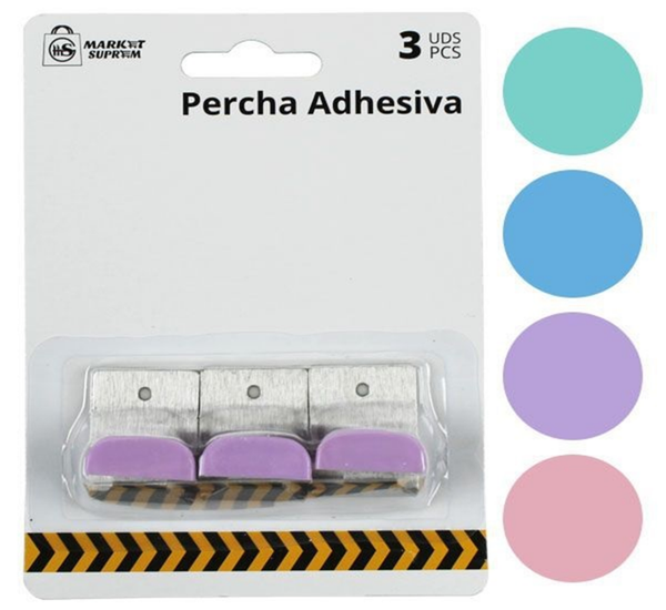 PERCHA ADHESIVA METAL COLOR 3ud (12)