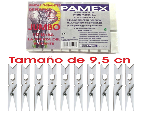 PINZAS ROPA PLASTICO JUMBO BLANCAS 10ud (24)