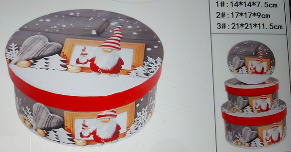 CAJA CARTON REDONDAS SET3 DECORADAS