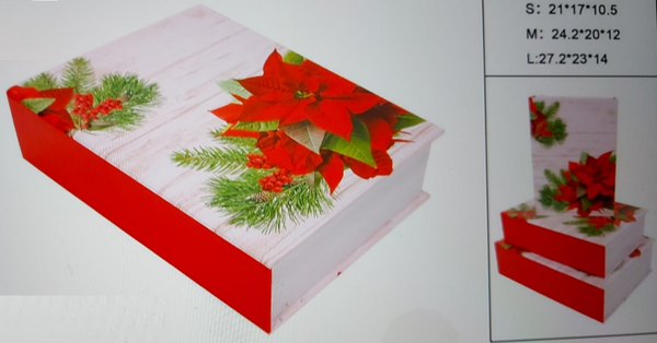CAJA LIBRO CARTON SET3 DECORADAS