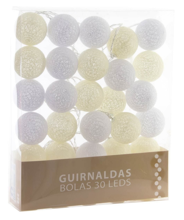 GUIRNALDA BOLAS LED 30ud BLANCAS 4,5m
