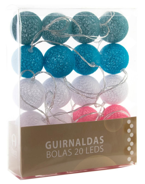 GUIRNALDA BOLAS LED 20ud COLORES 3m
