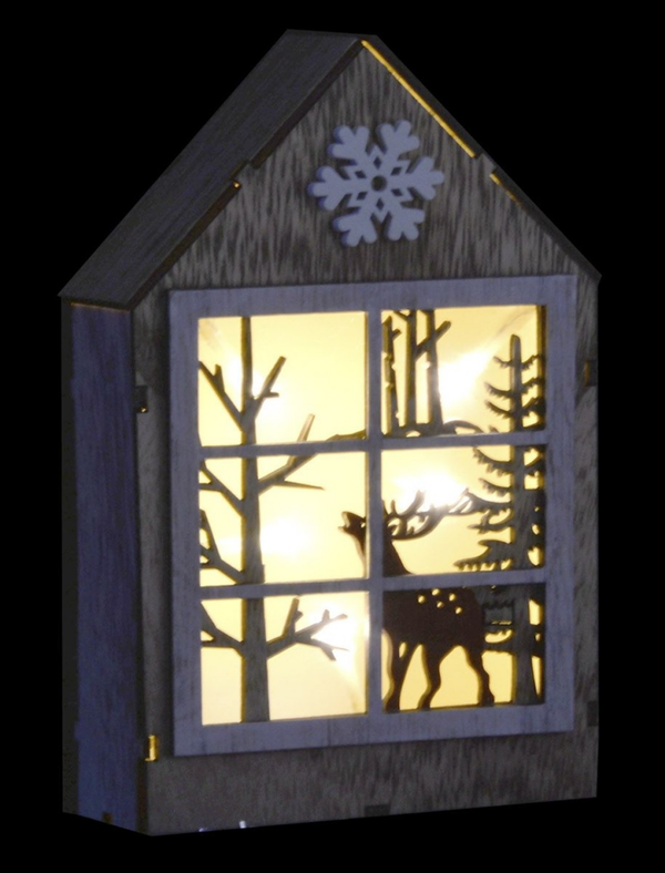 CASA NAVIDAD MADERA LED