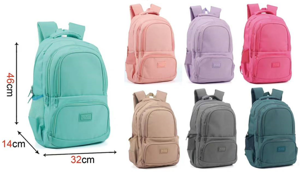 MOCHILA JUVENIL 4CREMALLERAS LISA 46x32cm