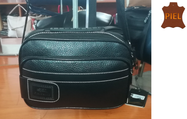 BANDOLERA MEDIANA PIEL NEGRA
