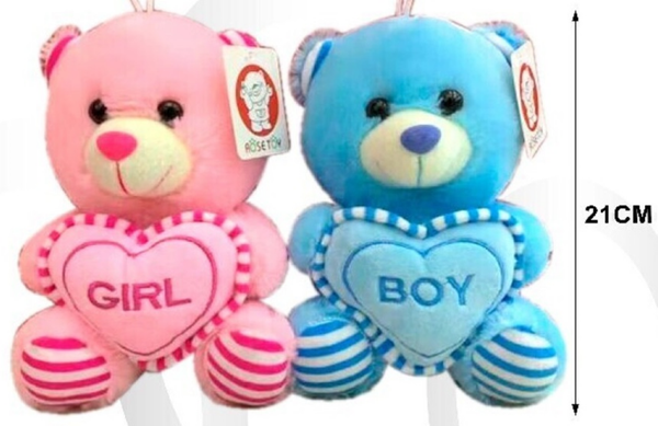 PELUCHE OSO CORAZON NIÑA/NIÑO 21cm