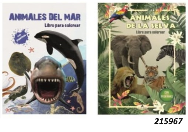 LIBRO PEGACOLOR ANIMALES MAR/SELVA (12)