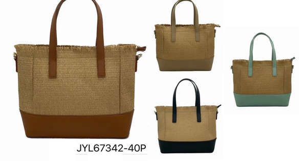 BOLSO PLAYA DECORADO ASA MATERIAL 56x38cm