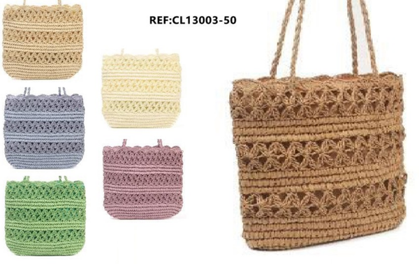 BOLSO CUADRADO MIMBRE COLORES 35x35cm