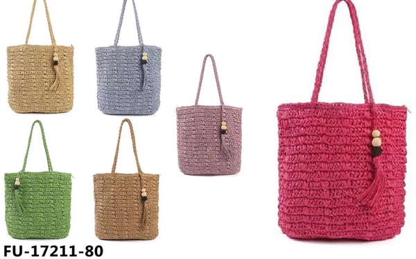 BOLSO CUADRADO MIMBRE COLORES 35x39cm