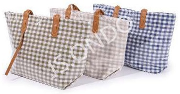 BOLSO PLAYA DECORADO CUADROS 55x38cm