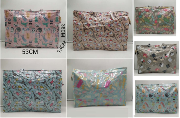 BOLSO PLAYA PLASTIFICADO DECORADO 53x38cm