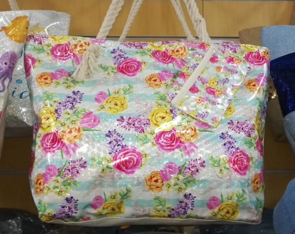 BOLSO PLAYA PLASTIFICADO ASA CUERDA 50x35cm