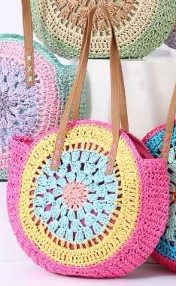 -BOLSO MIMBRE REDONDO COLORES 45cm