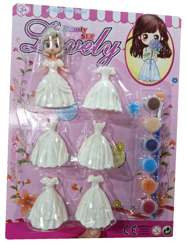 MUÑECA 6VESTIDOS+PINTURAS BLISTER