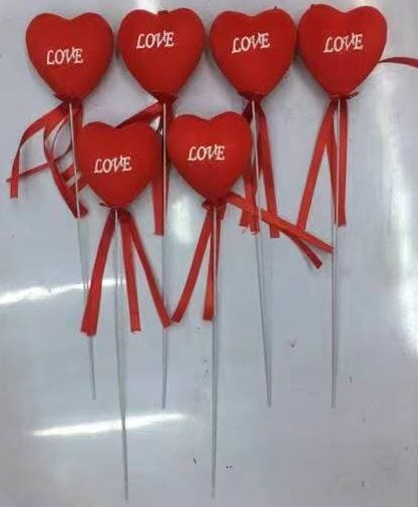 PICK DECORACION CORAZON LOVE 6ud
