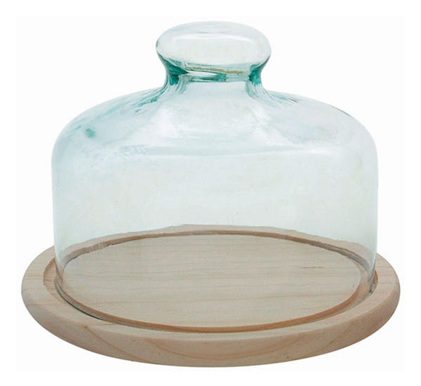 QUESERA CRISTAL CON BASE MADERA