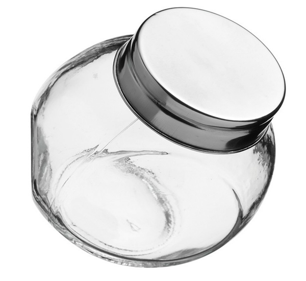 TARRO CRISTAL CARAMELOS TAPA INOX.