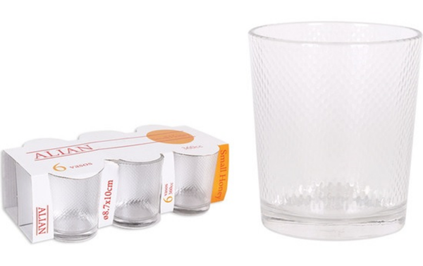 VASO AGUA CRISTAL 360cc ALIAN 6ud