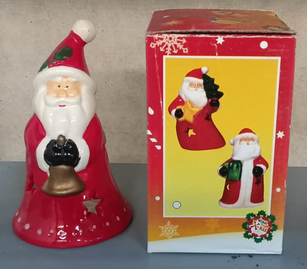 PORTAVELAS CERAMICA PAPA NOEL