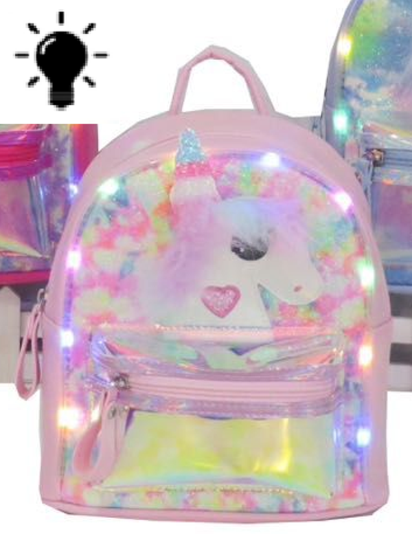 MOCHILA PASEO BRILLO UNICORNIOS LUZ