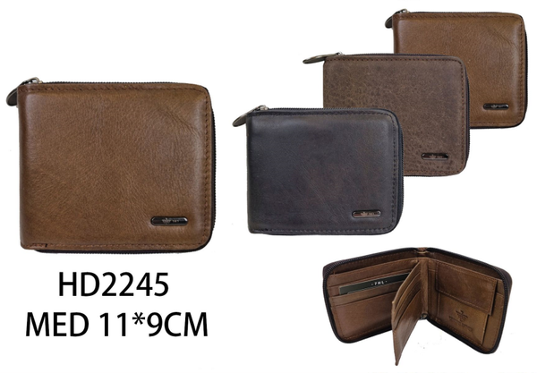 CARTERA CRO. PIEL LISA CREMALLERA 11x9cm