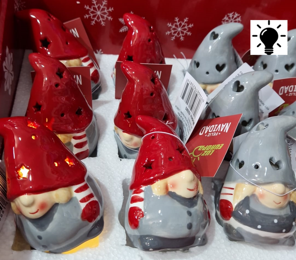 FIGURA RESINA GNOMO NAVIDAD LUZ LED
