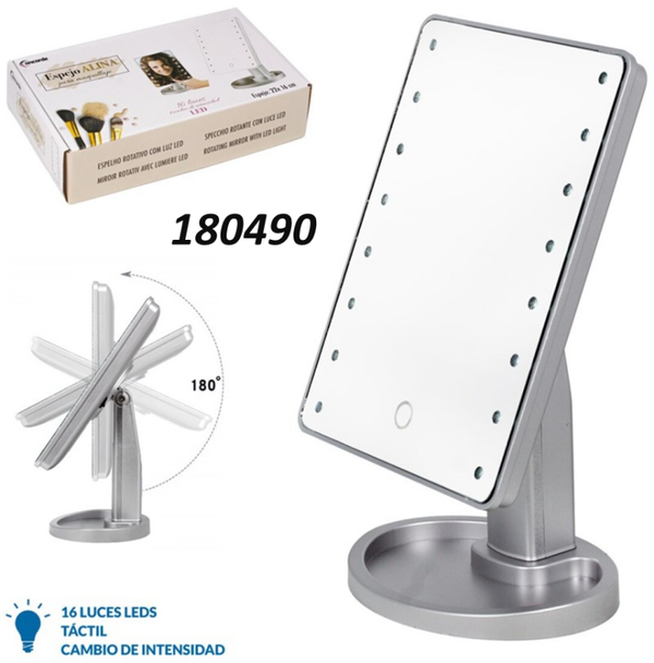 ESPEJO TOCADOR 16LED ORIENTABLE TACTIL