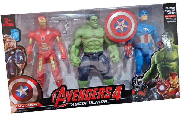 FIGURAS AVENGERS 3pz LUZ CAJA