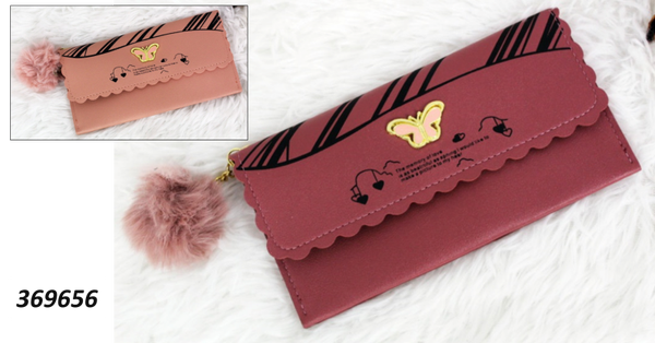 CARTERA SRA. LARGA MARIPOSA POMPON 19x10cm