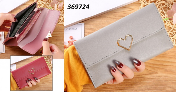 CARTERA SRA. LARGA LISA CORAZON 19x10cm