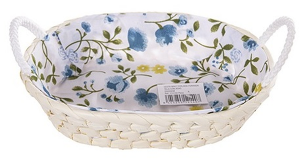 CESTA MIMBRE OVAL. DECO. FLORES