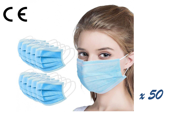 MASCARILLA PROTECCION 3CAPAS AZUL 50ud