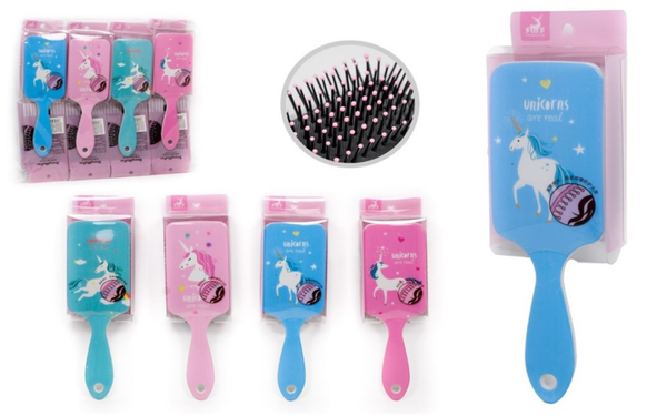 CEPILLO PELO CUAD. DECORADO UNICORNIO